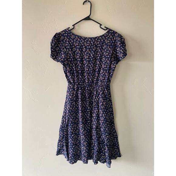 Navy Blue Floral Yellowberry Knee Length Flowy Modest Summer Dress- Size Small - Picture 5 of 7
